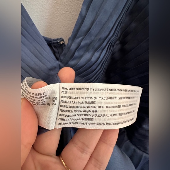 Abercrombie Giselle Pleated Mini Dress in Dusty Blue size XL Tall - Picture 6 of 7